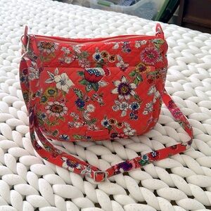 Vera Bradley Orange Floral Crossbody Bag with Delightfully Contrasting Lining